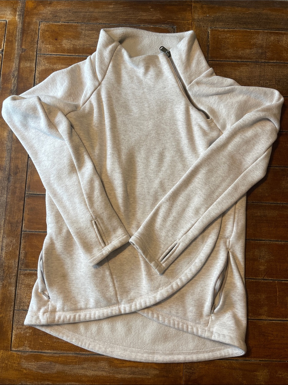 Athleta Light Cream Quarter-Zip Cowl Pullover